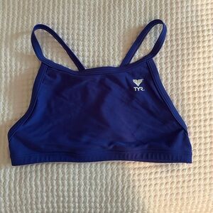 blue TYR Solid Durafast One Women's Diamondfit Bikini Top size medium